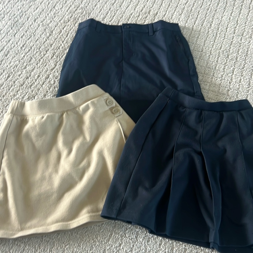 Girl Uniform Skirts, Size 8- 2 Lands End. 1 Cat and Jack. Navy & Khaki